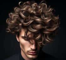 loose perm hairstyle for men, showcasing textured curls at GQ Men’s Hair Lounge