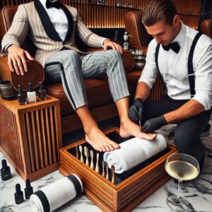 Luxury pedicure treatment for men at GQ Men's Hair Lounge in Dubai