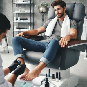 Regular pedicure appointments for men in Dubai to maintain healthy nails.