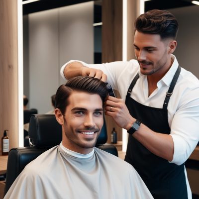 Man getting a stylish haircut at GQ Men's Hair Lounge, the best barbershop in Dubai Marina and JLT for premium men's grooming